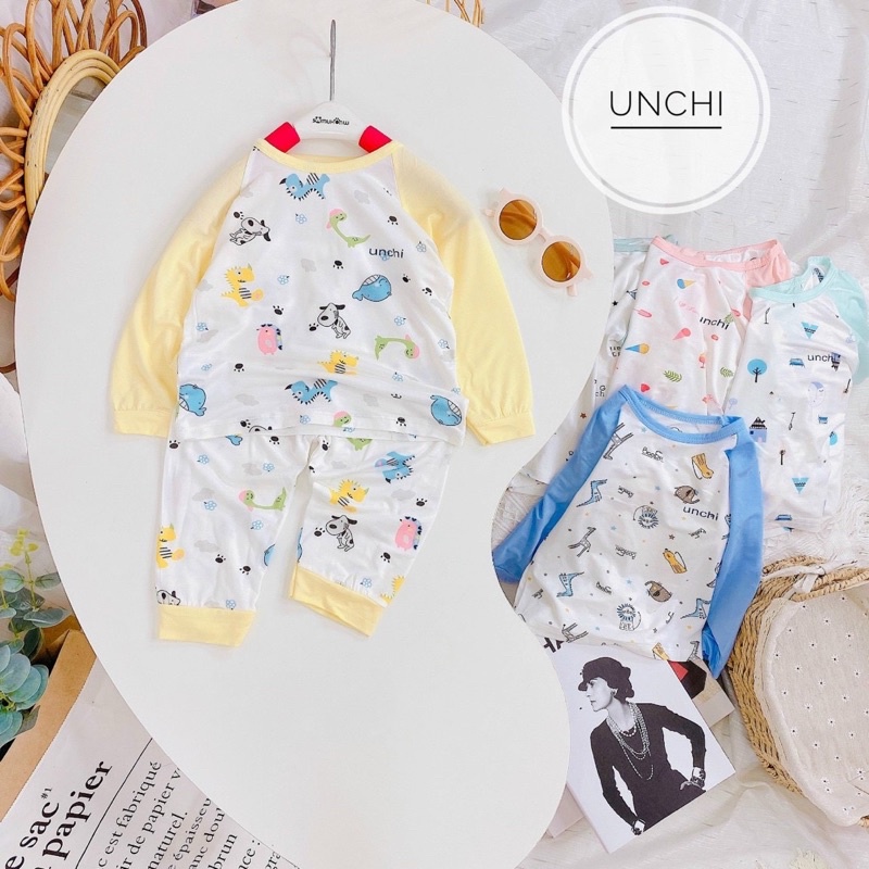 Bộ Dài Tay Cho Bé Gái, Bé Trai Minky Mom Vải Cotton 100% áo cộc quần alibaba, Bộ Quần Áo Trẻ Em Mặc Hè