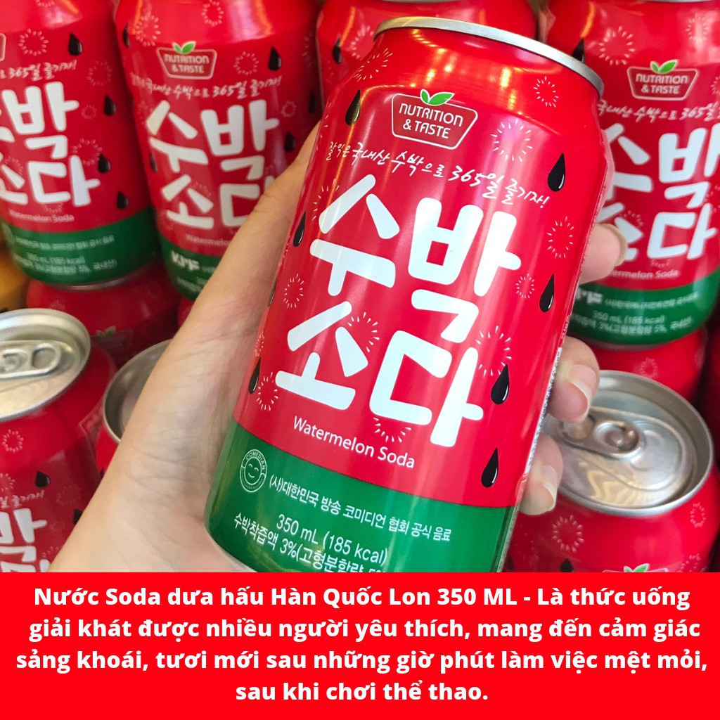 NƯỚC SODA  VỊ DƯA HẤU HÀN QUỐC  LON 350ML