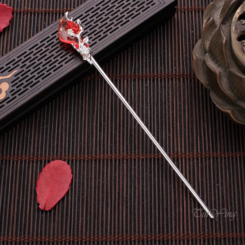 GETNOIVAS Trâm cài tóc hình chiếc lá kiểu dáng cổ điển phong cách Trung Hoa dành cho nữ