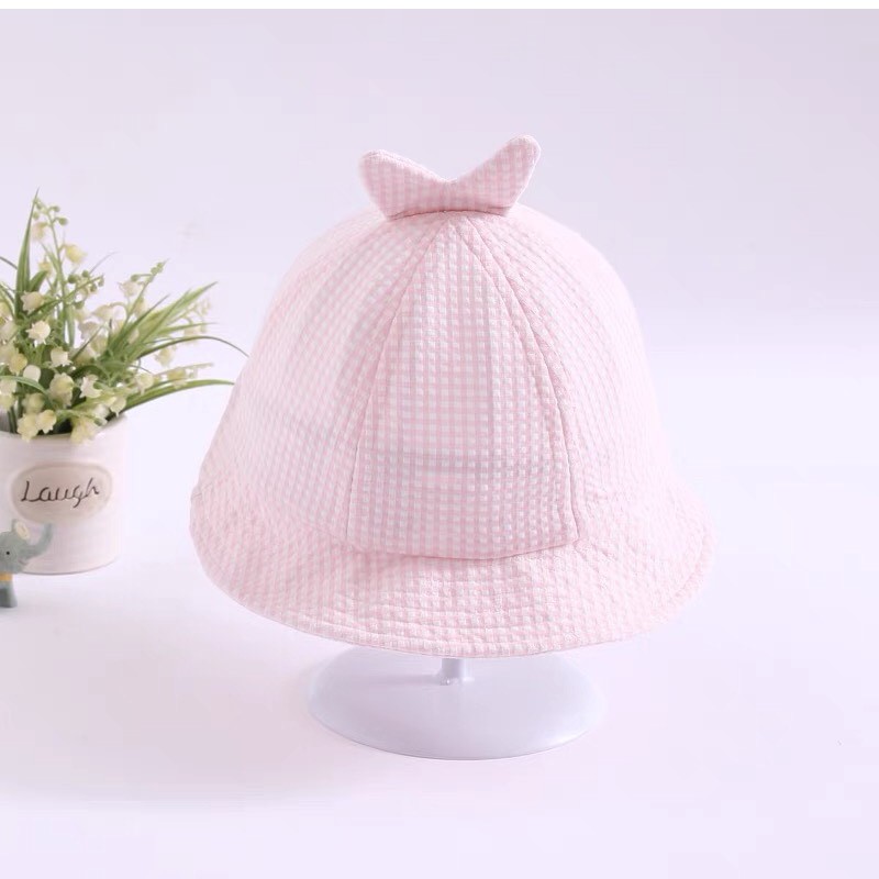 Mũ trẻ em cho bé trai bé gái vành hình thỏ nơ có dây giữ phụ kiện nón MU011