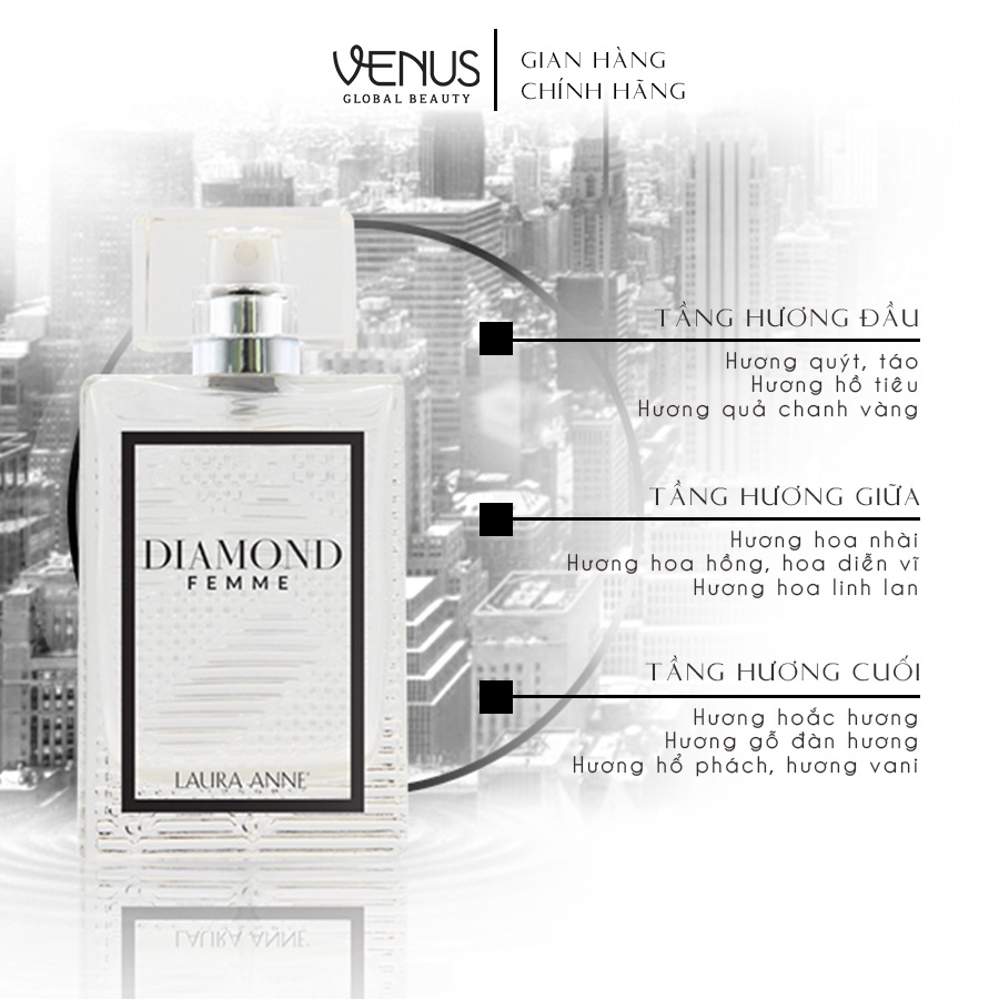 Nước hoa đôi nam nữ DIAMOND Homme Femme của Laura Anne - Dầu thơm nam nữ CHÍNH HÃNG, THƠM LÂU