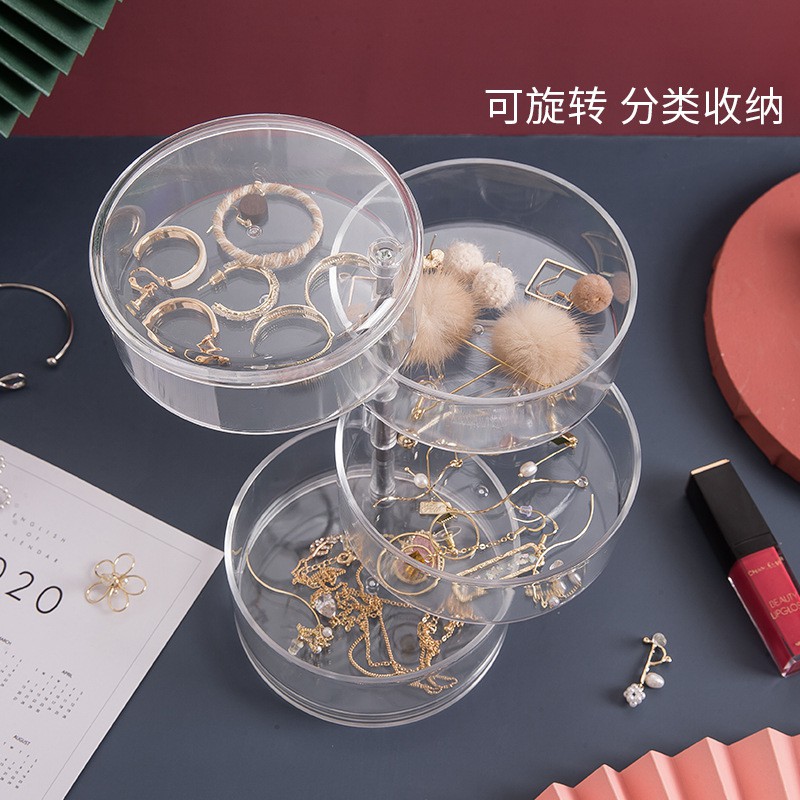 Hộp đựng đồ trang điểm trong suốt xoay 360 độ đa năng tiện lợi