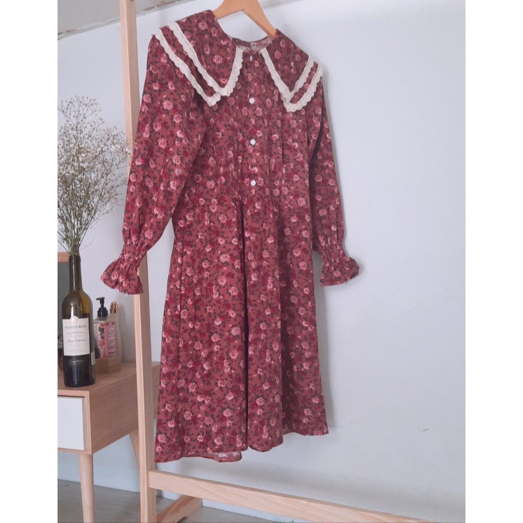 [Ảnh thật từ shop] Đầm vintage đi Đà Lạt hoa nhí , đầm vintage nhí, đầm vintage dáng dài