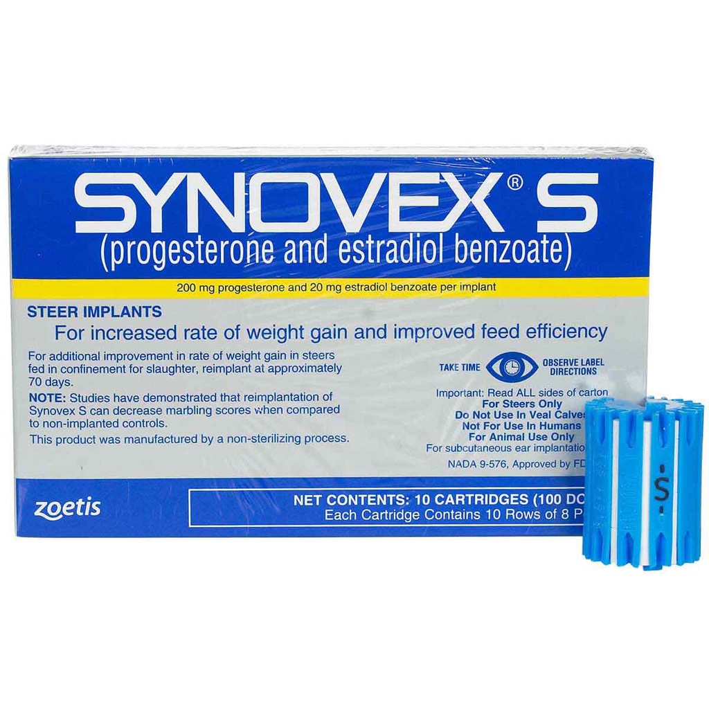 Thuố.c Synovex - S (Thuố.c hãm sung bò đực)- Hộp 100 liều