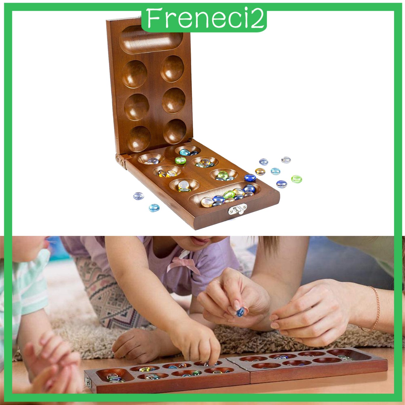 Bộ Trò Chơi Mancala Chiến Lược Bằng Gỗ Cho Trẻ Em Và Người Lớn