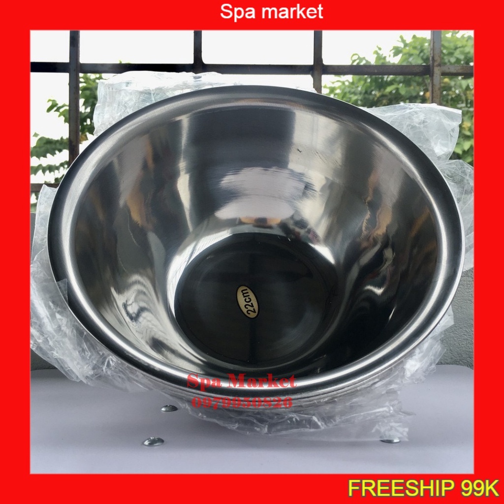 Bát inox rửa mặt dùng trong spa, size 22cm