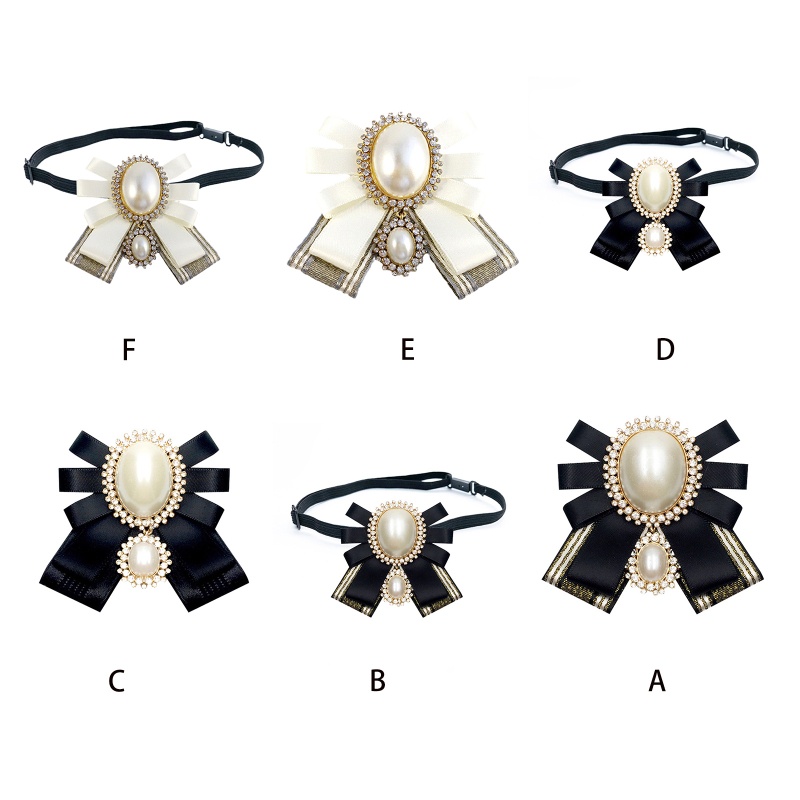 Ghim cài áo hình nơ đính ngọc trai giả phong cách Hàn Quốc cho nữ