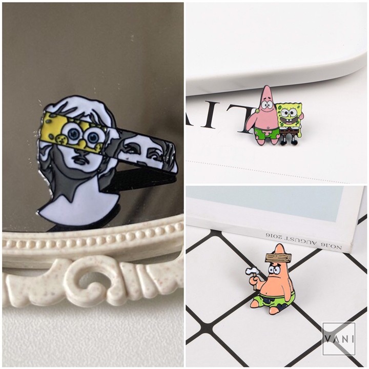 Ghim Cài Áo, Balo, Túi Xách Hình Bọt Biển SpongeBob / SAO BIỂN - Vani Store [VPP00166-1]