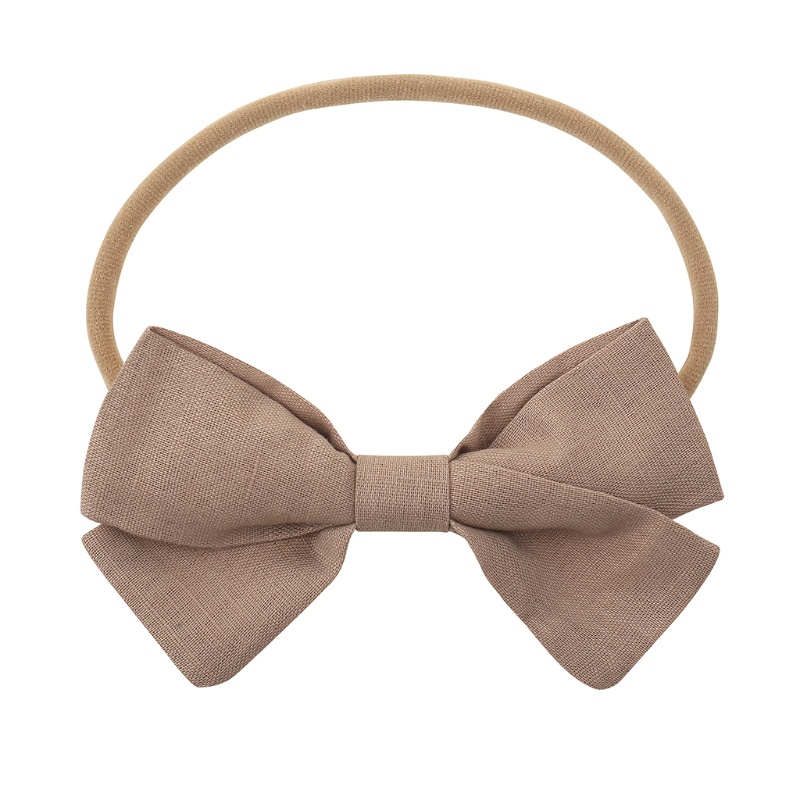 Băng Đô Cài Tóc Bằng Vải Lanh Co Giãn Trang Trí Thắt Nút Ngọt Ngào Cho Bé