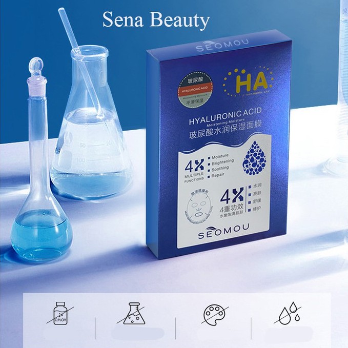 Full hộp 5 miếng mặt nạ dưỡng ẩm cấp nước dịu da Hyaluronic Acid 4X Seomou Sena Beauty | BigBuy360 - bigbuy360.vn