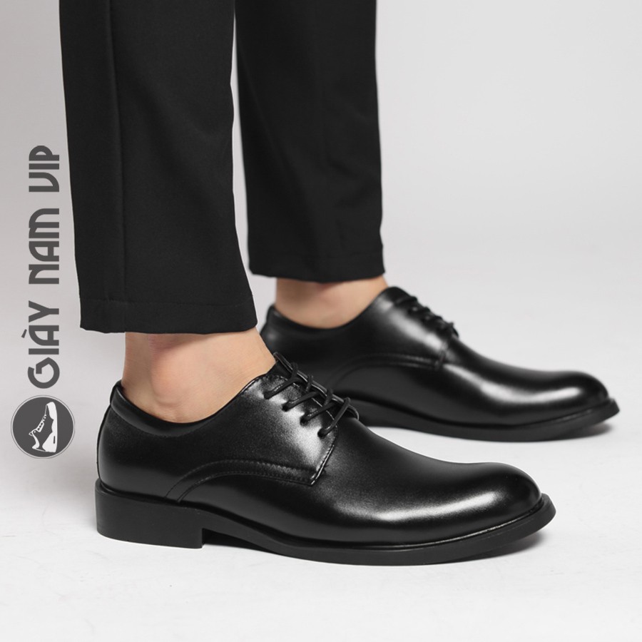 Giày Da Nam Công Sở Buộc Dây Cao Cấp Trẻ Trung GIAYNAMVIP Giày Nam Đen Đẹp Hàn Quốc GD55