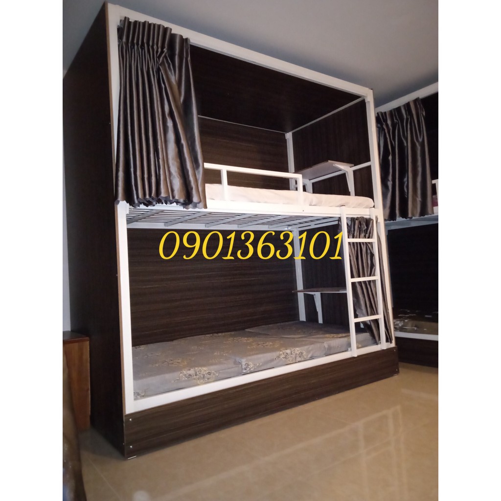 Giường tầng ốp gỗ homestay
