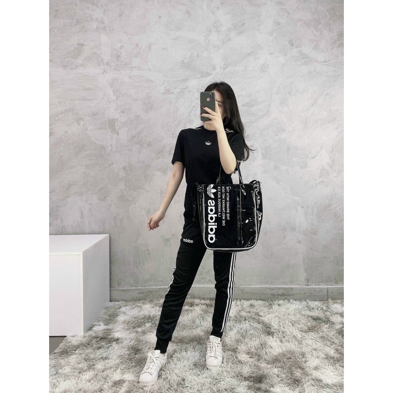 Túi shopper đen chữ trắng