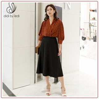Chân váy xòe cổ điển, chân váy nữ màu Đen 2 lớp DIDI BY LEDI, vải Viscose Size S M L XL XXL - V915