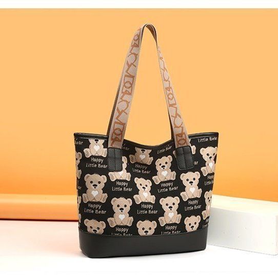 Túi xách canvas in hình gấu thời trang mới cho nữ