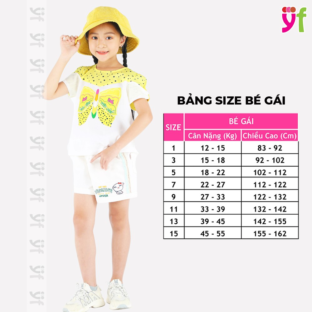 Áo vải cotton cho bé YF màu trắng in hình bướm xinh xắn 4AX113