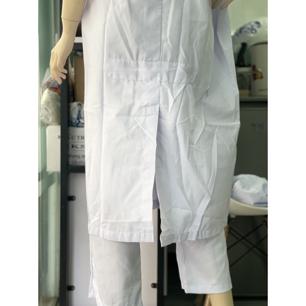 Áo Blouse Trắng Điều Dưỡng, Áo Bác Sĩ, Dược Sĩ tay ngắn, dài gối _ Hình chụp thật