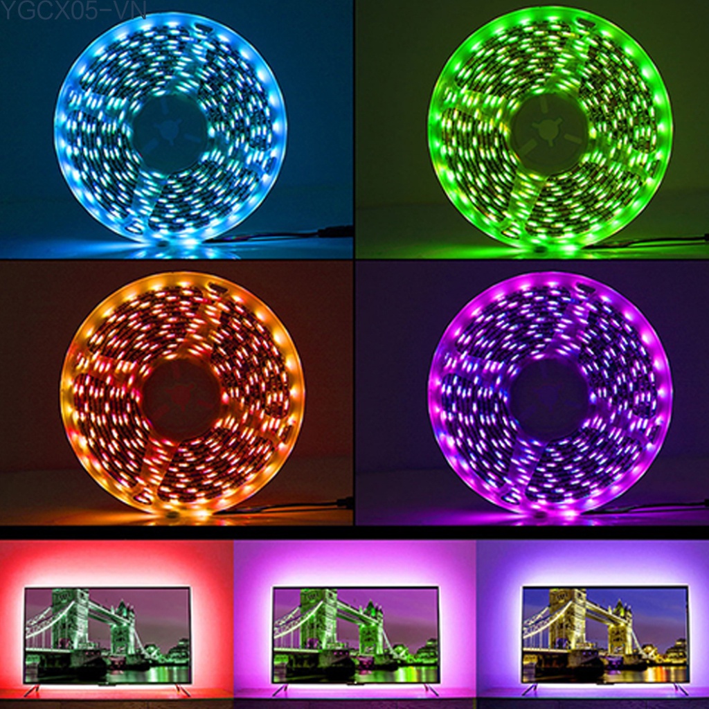 Dải Đèn Led Rgb5050 Chống Nước Linh Hoạt Cho Tv Laptop Pc + Điều Khiển | BigBuy360 - bigbuy360.vn