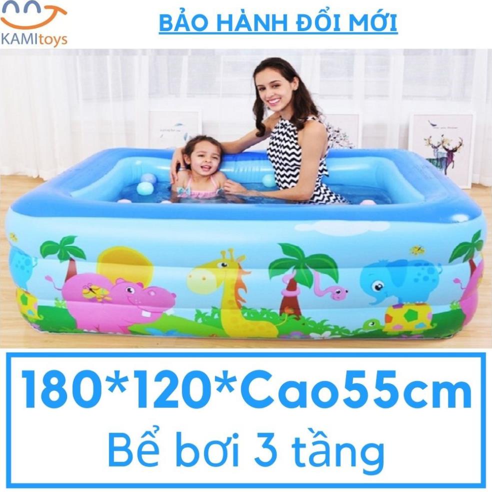 Bể bơi cho bé, Nhà bơi trẻ em kích thước lớn 1m8 và 2m1, Tặng kèm bơm điện khi mua, Chất siêu dày kết hợp đế chống trượt