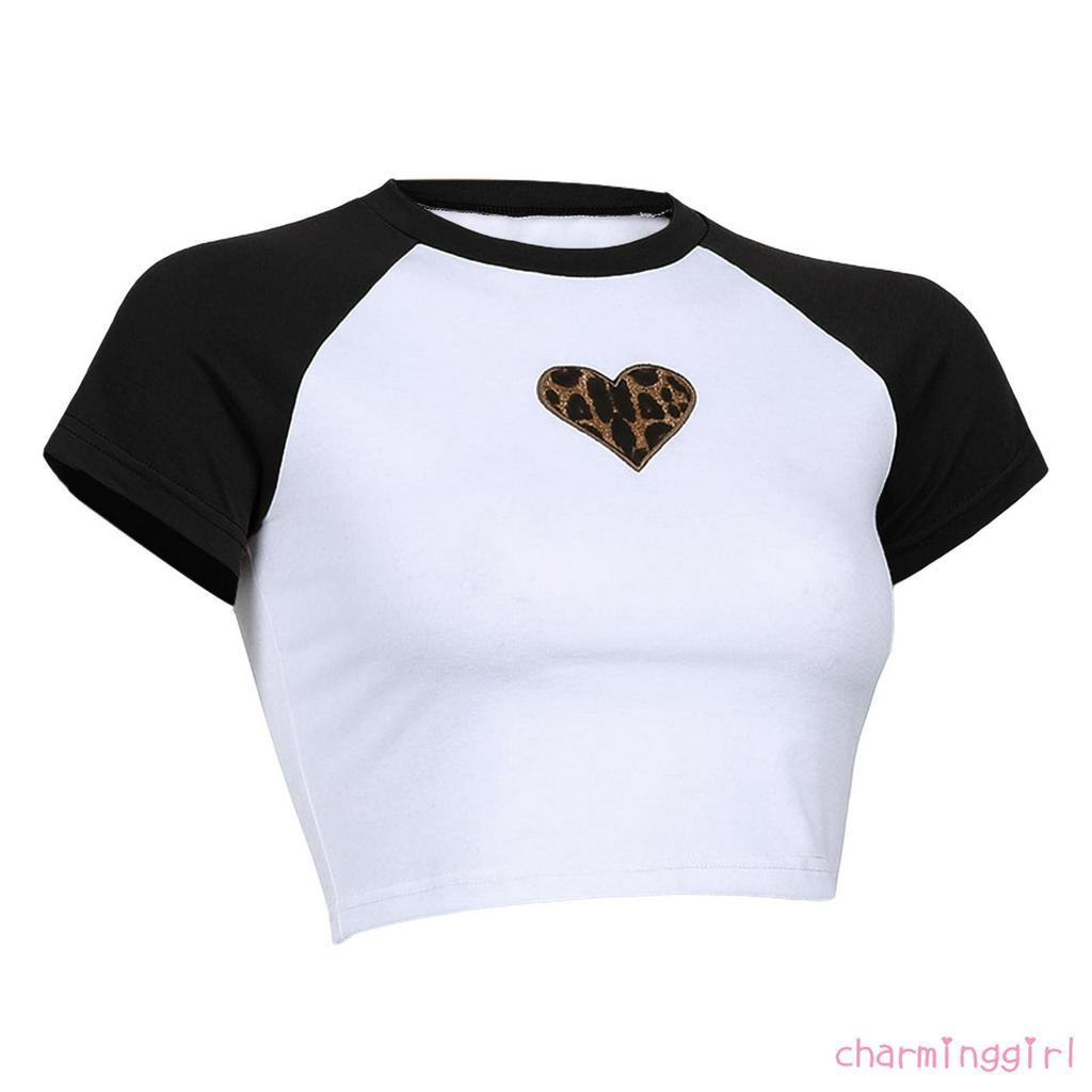 Áo Thun Nữ Ngắn Tay Họa Tiết Da Báo Thời Trang