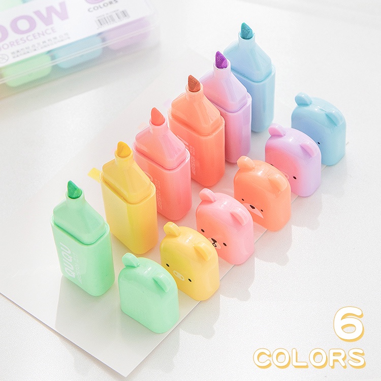 Bộ bút dạ quang mini màu macaron cổ điển cho học sinh