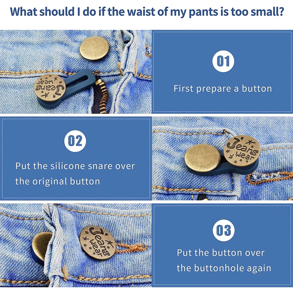 Set 1/5/10 Nút Kim Loại Mở Rộng Quần Jeans