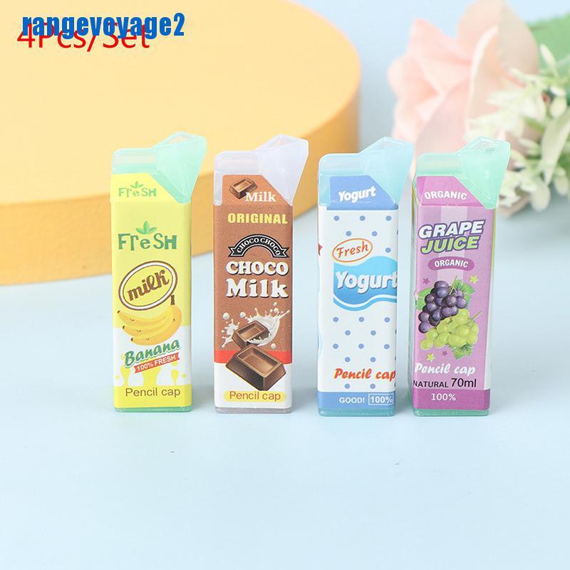 [range2] 4 Pcs/Set Doll house Mini Stereoscopic Boxed Fruit Milk Miniature Model Props [vn]