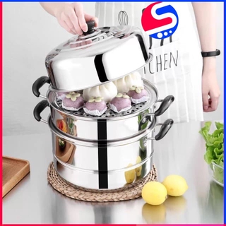 Nồi hấp inox 3 đáy -  cỡ đại - luộc gà to cả con - nấu xôi - hấp bánh - đa năng tiện dụng