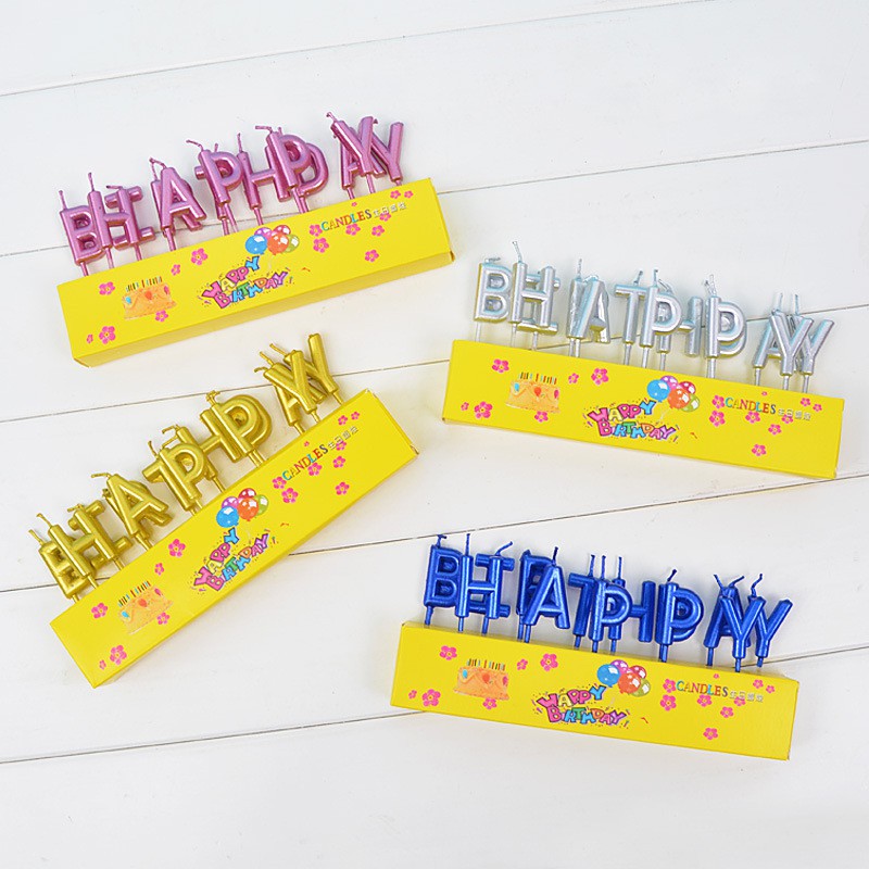 Bộ nến chữ Happy Birthday- Trang trí bánh sinh nhật bánh kem