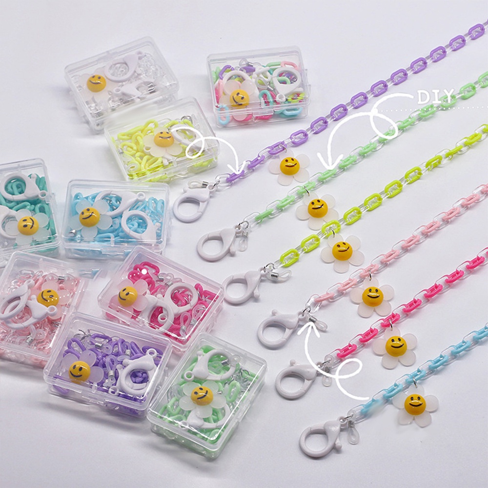 Dây Xích Gắn Túi Xách Bằng Acrylic Trong Suốt Họa Tiết Hoa Mặt Cười DIY