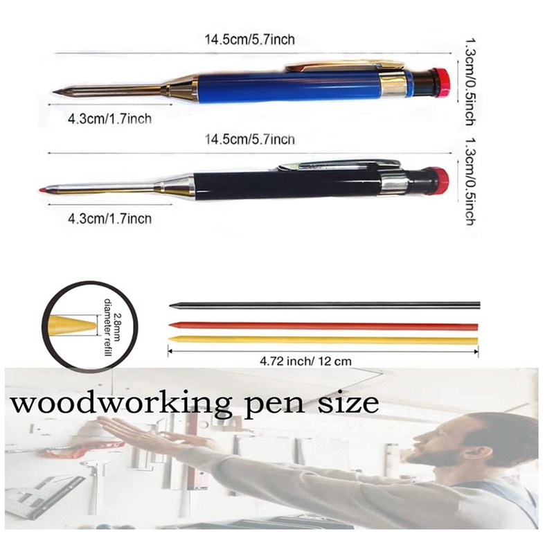 Bút Chì Kim Loại Trơn Với 12 Lõi Thay Thế Dùng Đánh Dấu Cơ Khí Cho Chế Tác Gỗ