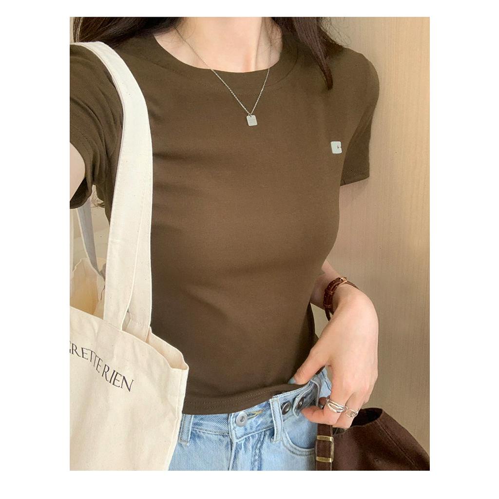 Áo Thun Cộc Tay Cổ Tròn Dáng Ôm Mùa Hè 63385