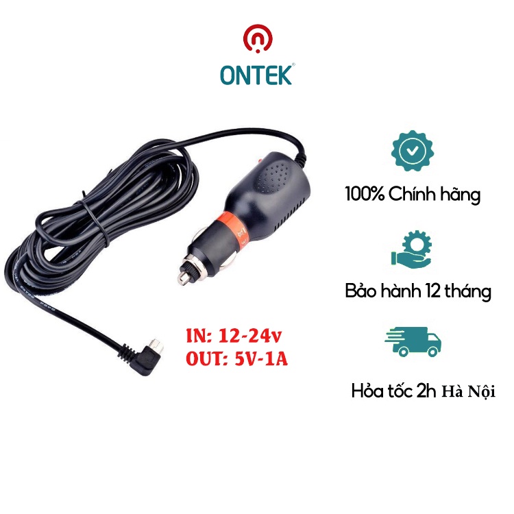 Tẩu Sạc Camera Hành Trình [BÓC MÁY] ontek đầu vào 12-24V đầu ra 1A