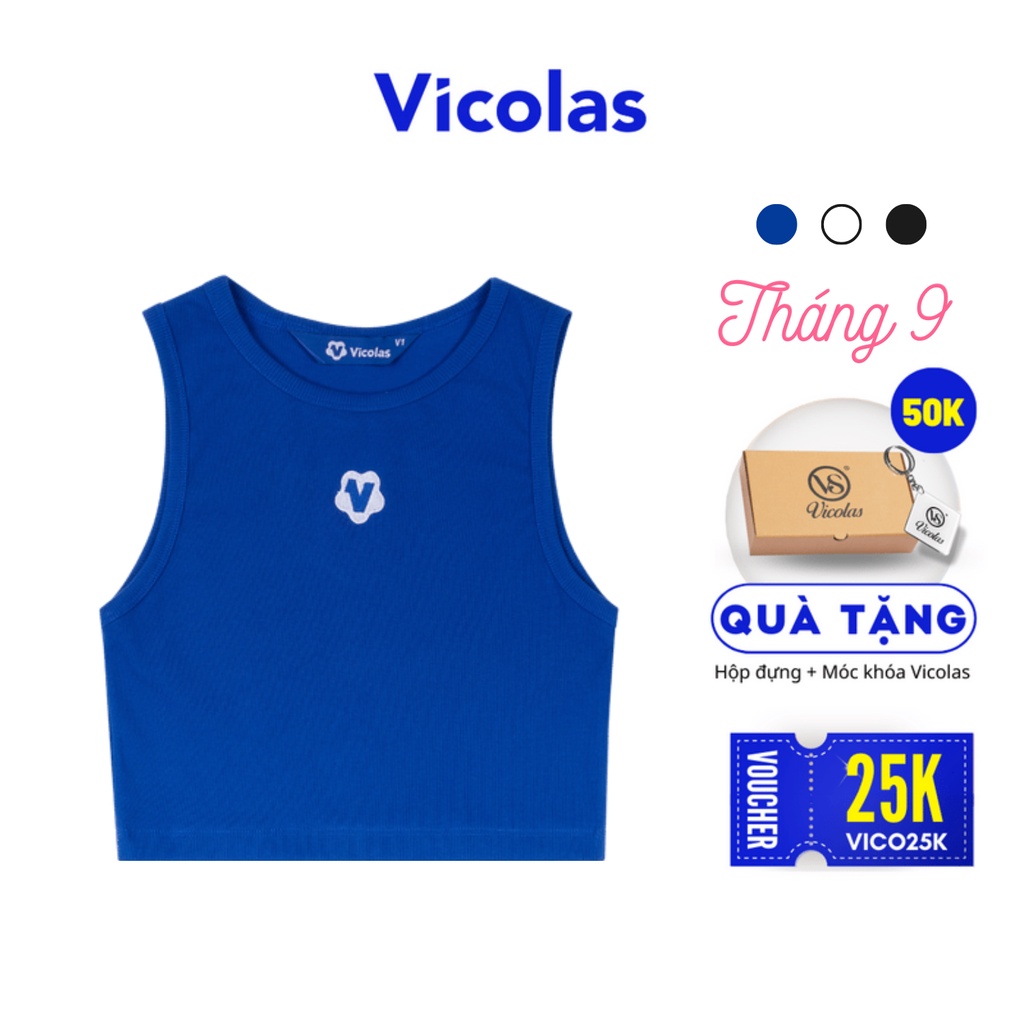Áo croptop nữ ba lỗ VICOLAS cổ tròn chất thun gân cotton co giãn ôm dáng - VICOLAS BASIC CROPTOP