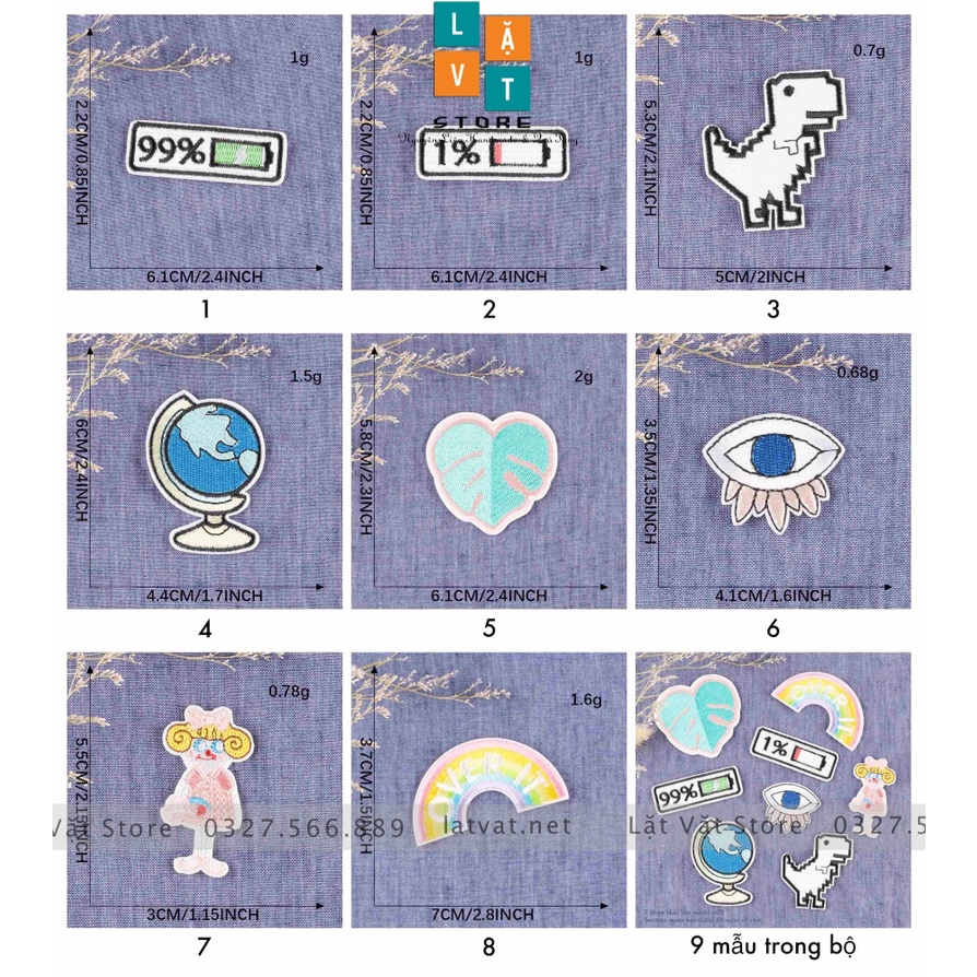 Patch ủi quần áo pixel điện tử cực kì dễ thương, dán Vali, tủ lạnh, Sticker miếng dán cá tính, xinh xắn...