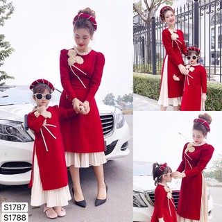Sét áo dài hoa ren mẹ con