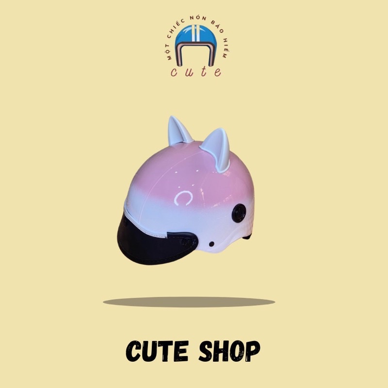 Nón Bảo Hiểm Cute Gắn Tai Mèo Dễ Thương Chất Liệu ABS Cứng Cáp Có Tem Mạc Đầy Đủ Cute Shop