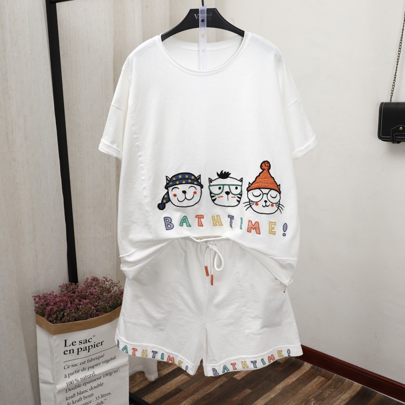 Bộ nữ cotton cộc tay in hình năng động cho mùa hè yêu thương ( mã N29)