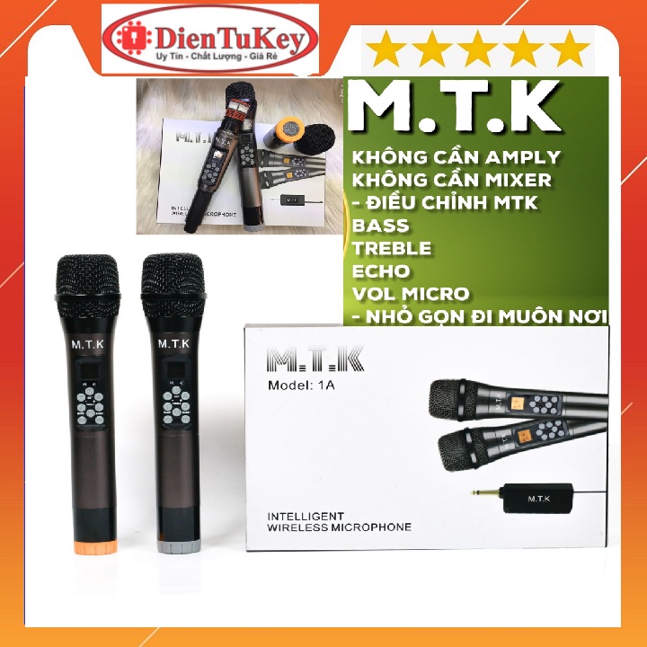 Micro không dây MTK chuyên hát karaoke gia đình, micro oto, thu âm livestream, tùy chỉnh Bass,Treble trên thân mic