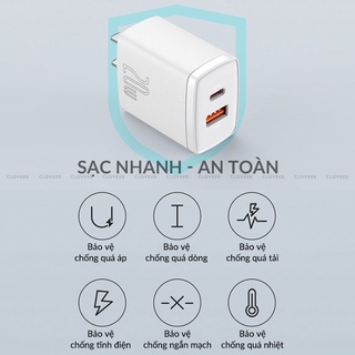 Củ Sạc Baseus 20W – 2 Cổng USB-A & Type-C, Sạc Nhanh An Toàn Cho iPhone & Android