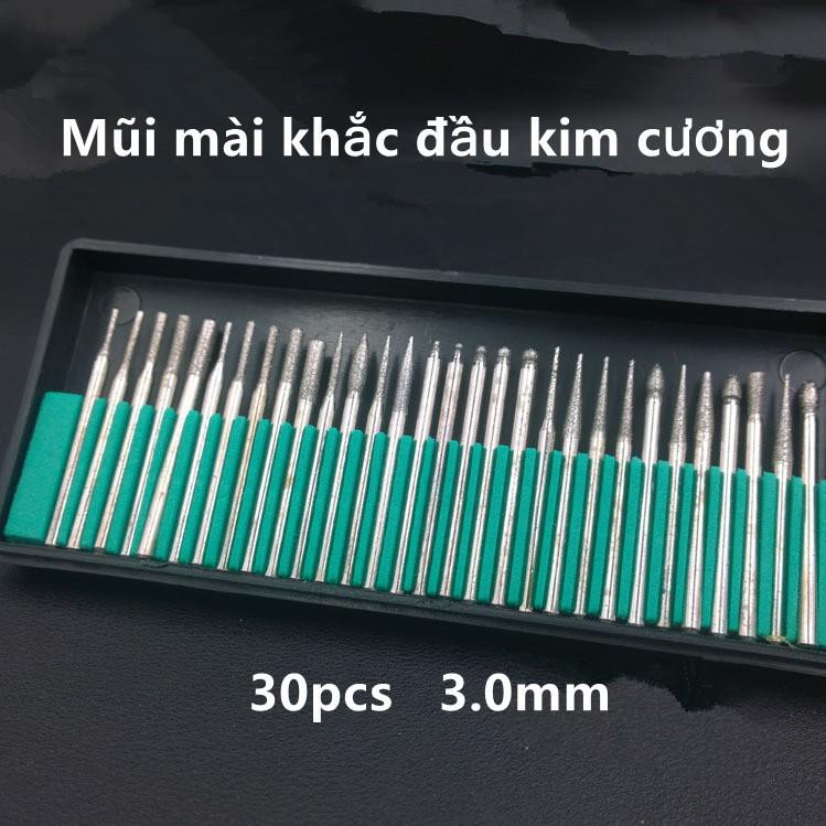 Mũi mài khắc đầu kim cương- cán 3mm