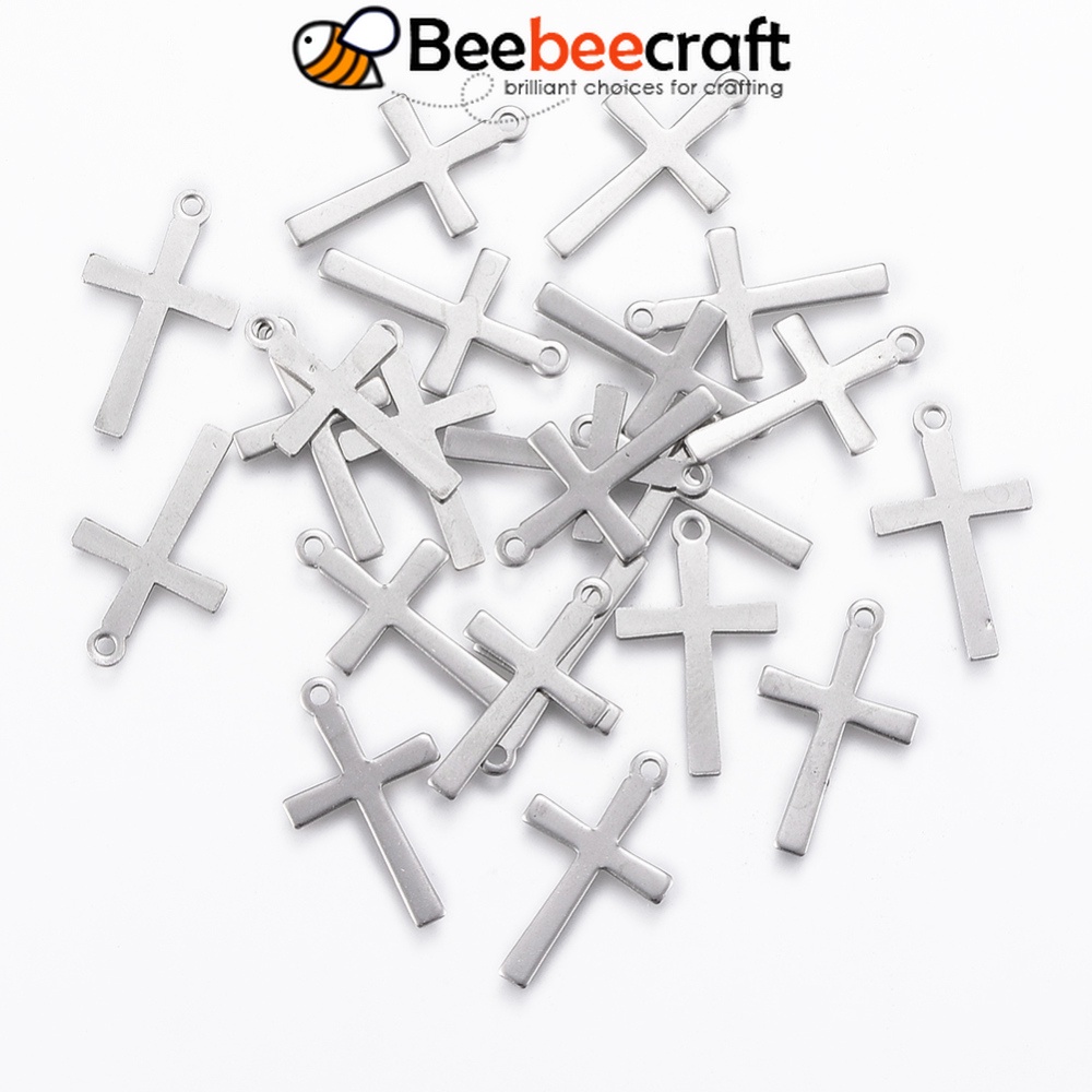 Set 5-100 Mặt Vòng cổ Hình Thánh Giá Bằng Thép Không Gỉ 304 Màu Vàng