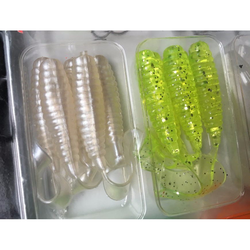 Bộ 35 Mồi Mềm Câu Cá + 10 Lưỡi Câu Hình Con Sâu