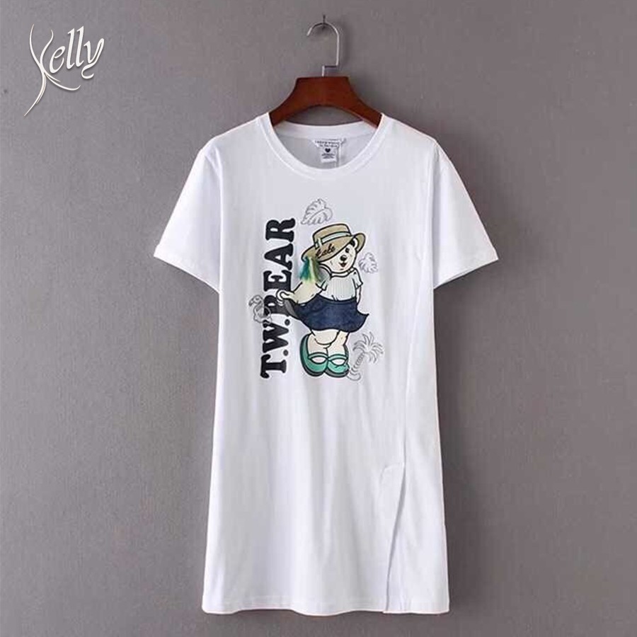Đầm xuất TW xẻ tà in và thêu 3D