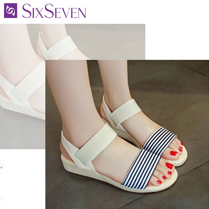 Sandals Nữ Sọc Trắng Đen GSD004 | BigBuy360 - bigbuy360.vn