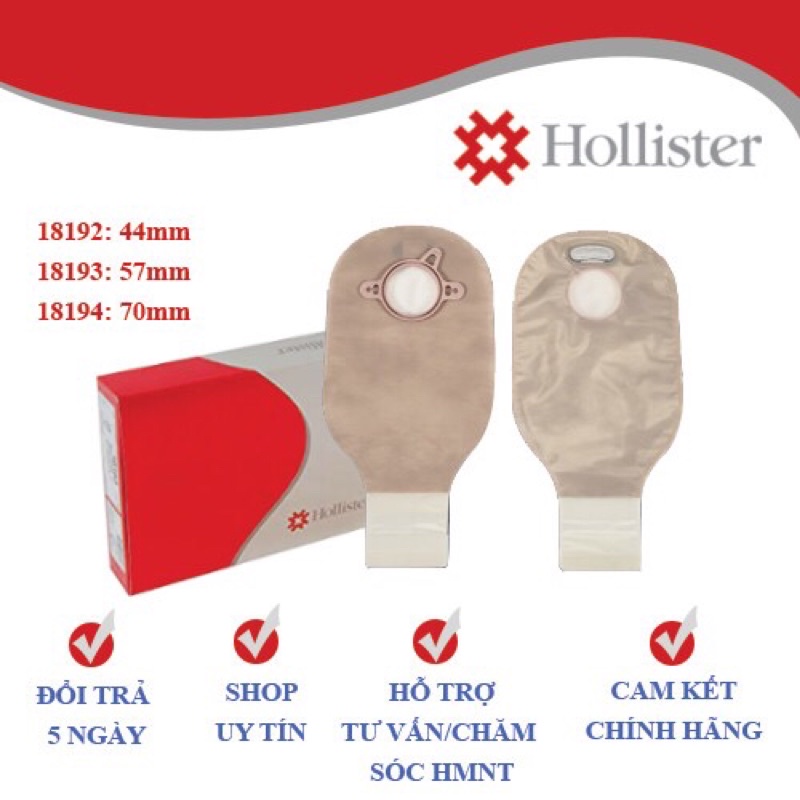 Túi phân 2 mảnh lọc khí, khoá cuốn Hollister (1 cái)