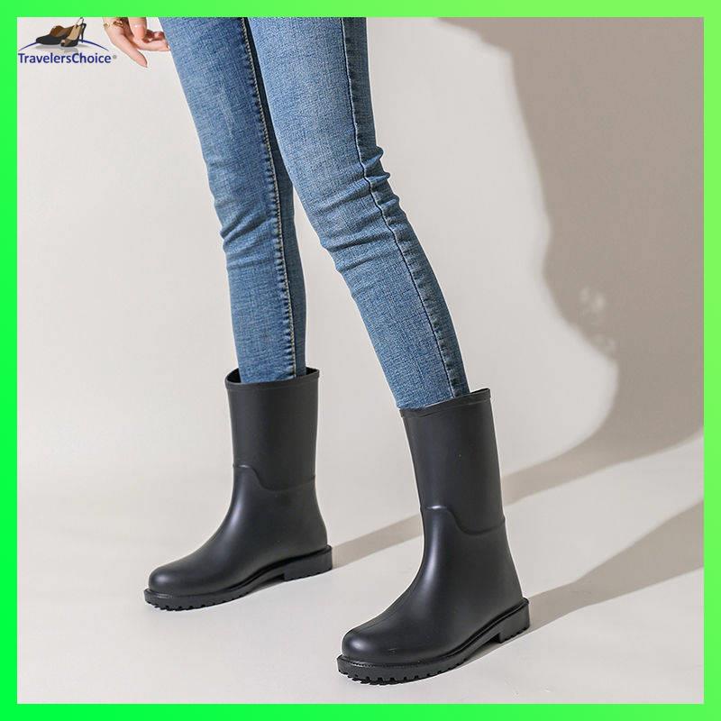 giày nhựa đi mưa nữ ủng đi mưa người lớn Giày Bốt Cao Su Đi Mưa Chống Trượt Thời Trang Hàn Quốc
