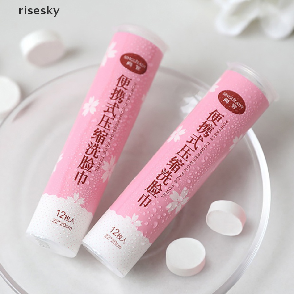 Set 12 Khăn Giấy Nén Mini Dùng Một Lần Tiện Lợi Khi Đi Du Lịch ♨Trên đó
