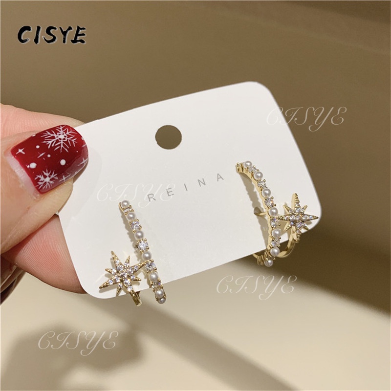 Bông tai đính đá zirconium/ngọc trai giả dễ phối đồ thời trang cho nữ