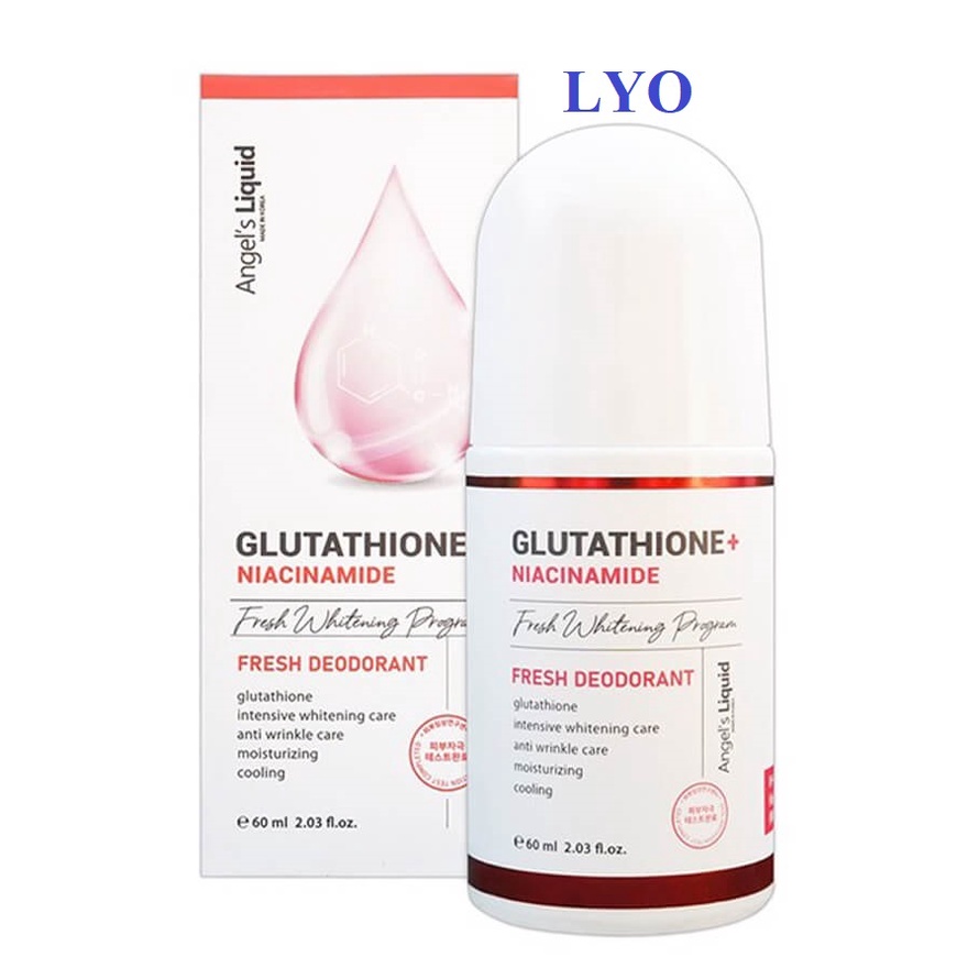 Lăn nách khử mùi , giảm thâm nách , dưỡng trắng da 7day Angel Liquid Glutathione plus Niacinamide Fresh Deodorant 60ml